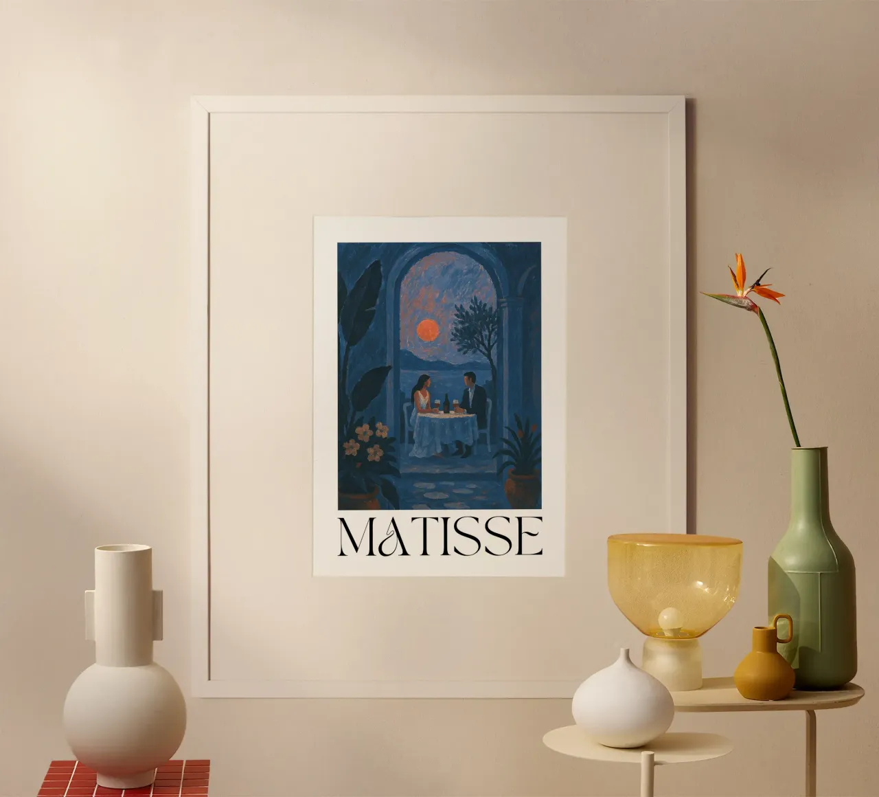 Tramonto in riva al mare poster con telaio in alluminio da typealive