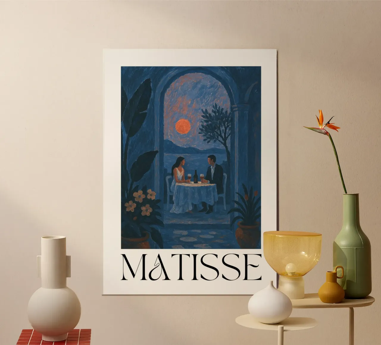 Tramonto in riva al mare poster con telaio in alluminio da typealive