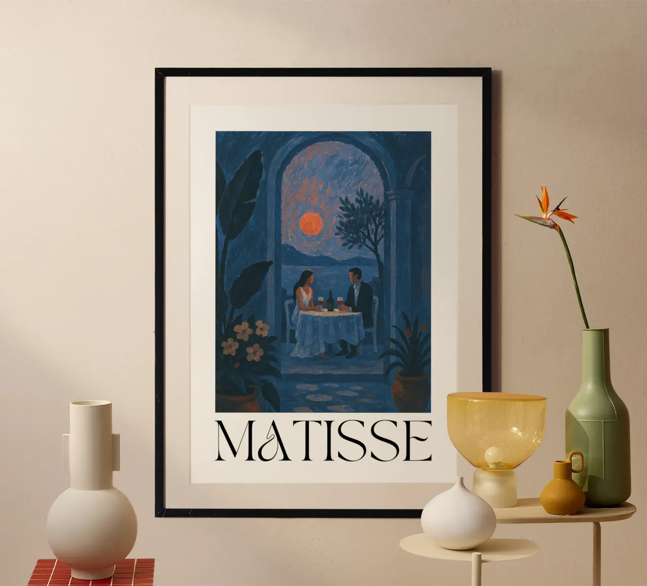Tramonto in riva al mare poster con telaio in alluminio da typealive