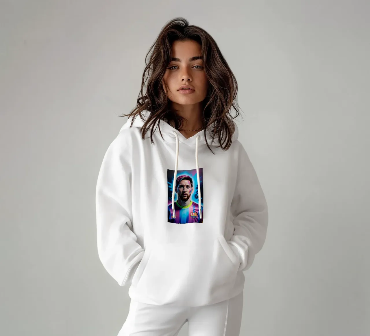 Messi potrait neon felpa con cappuccio da BONANZA