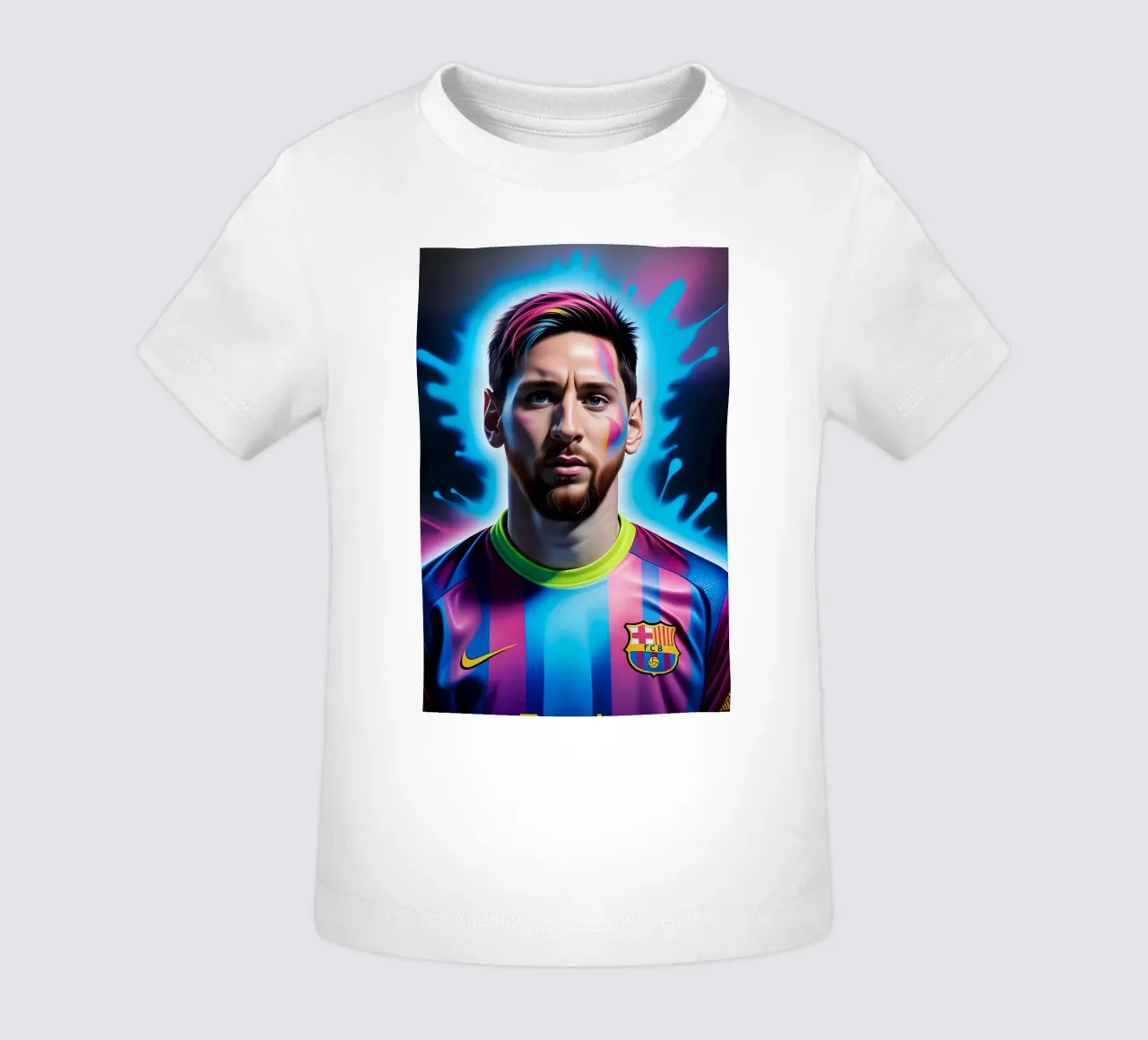 Messi potrait neon maglietta neonato da BONANZA