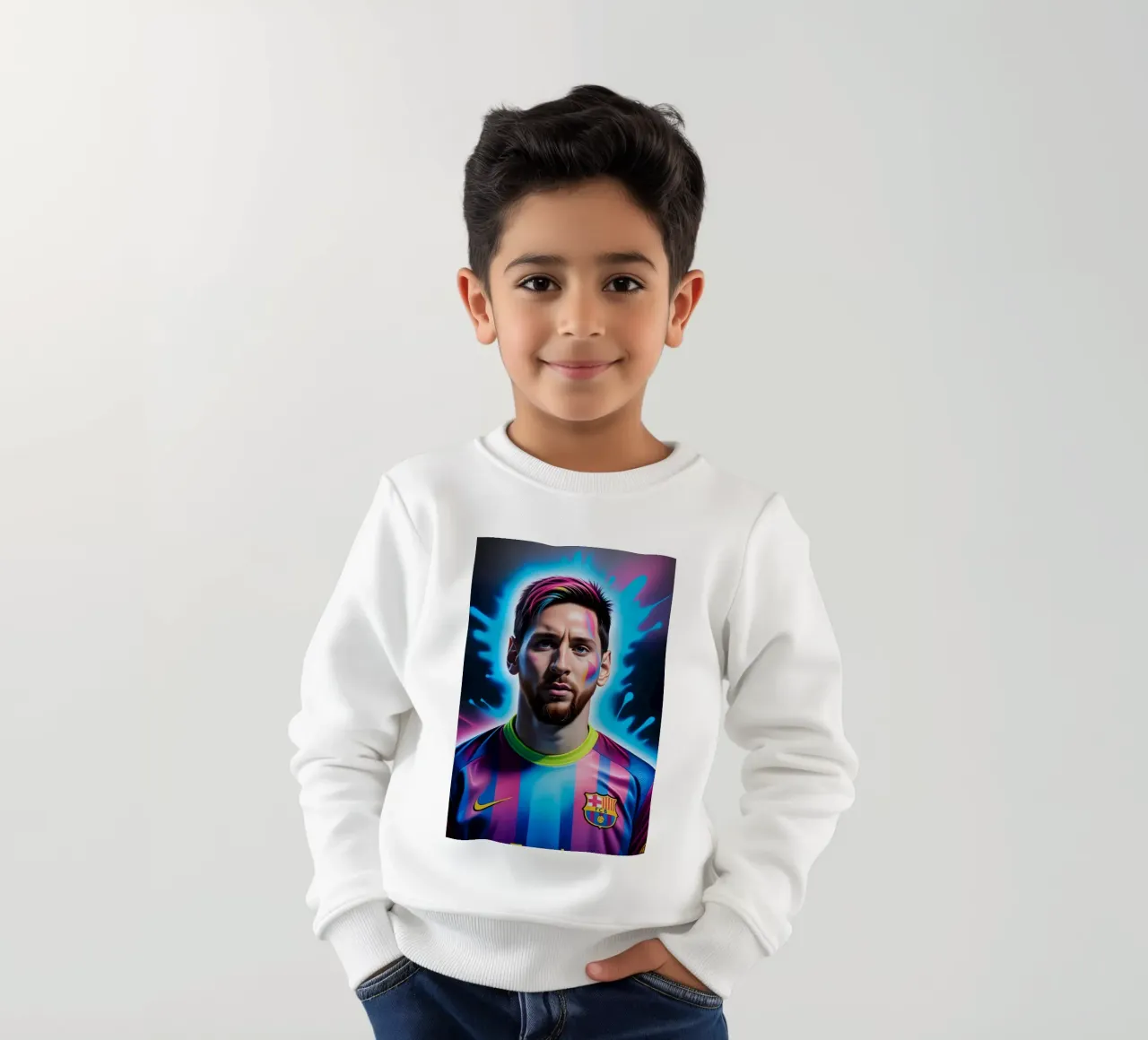 Messi potrait neon felpa bambino da BONANZA