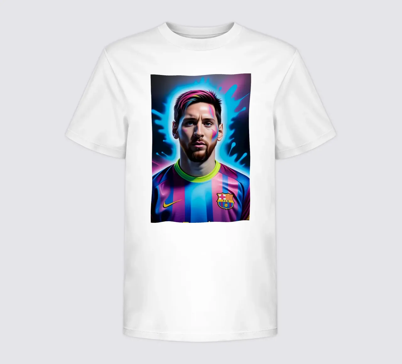 Messi potrait neon kids t-shirt by BONANZA