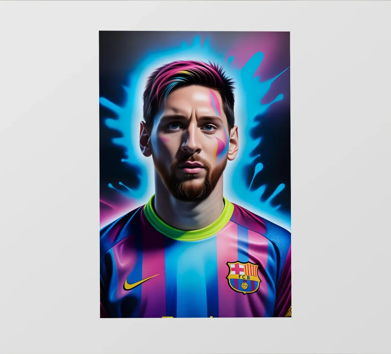 Messi potrait neon photo wallpaper by BONANZA