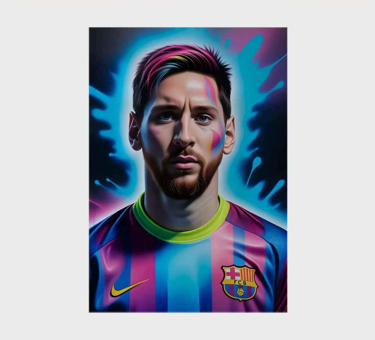 Messi potrait neon notebook by BONANZA