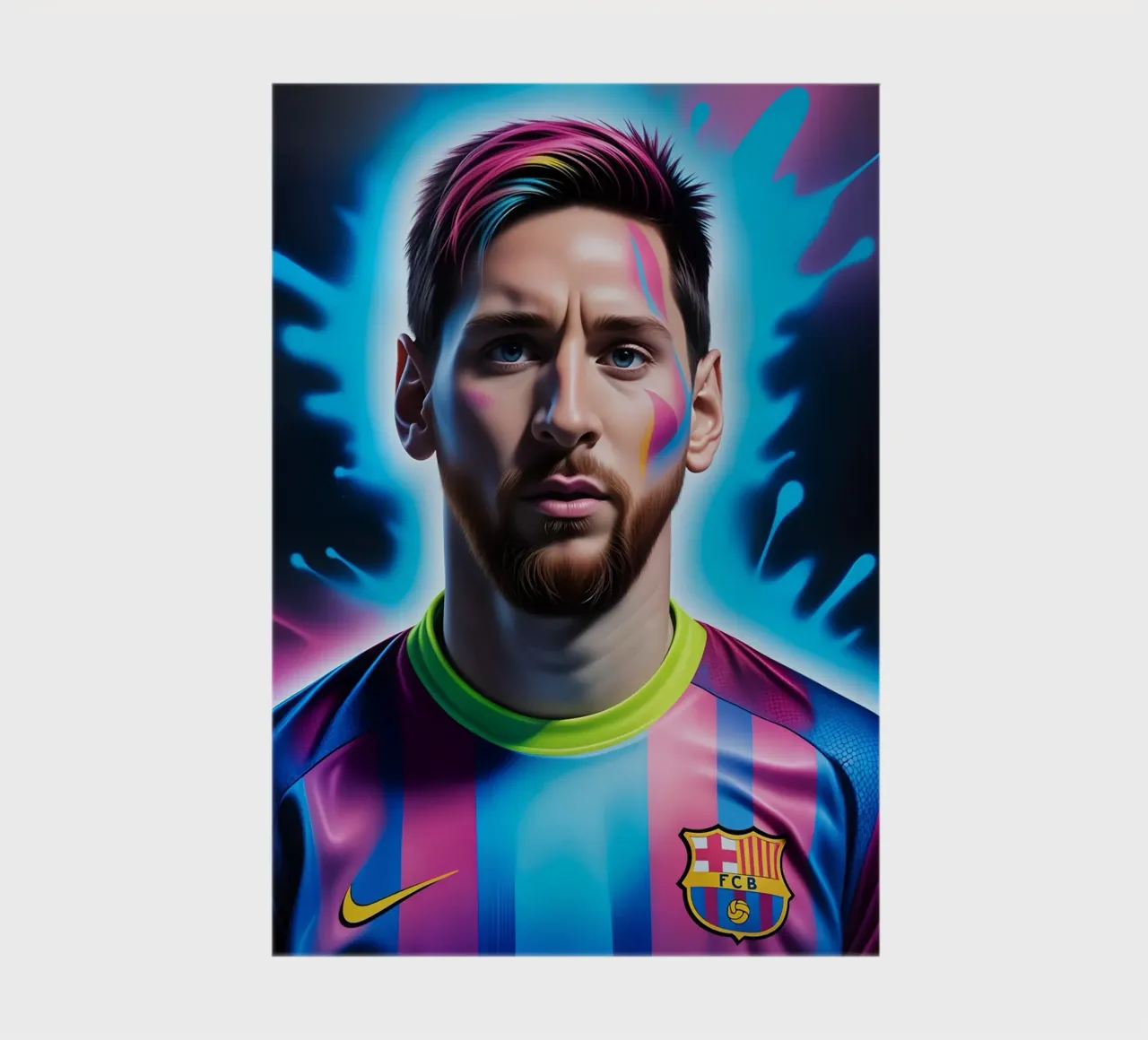 Messi potrait neon notebook by BONANZA