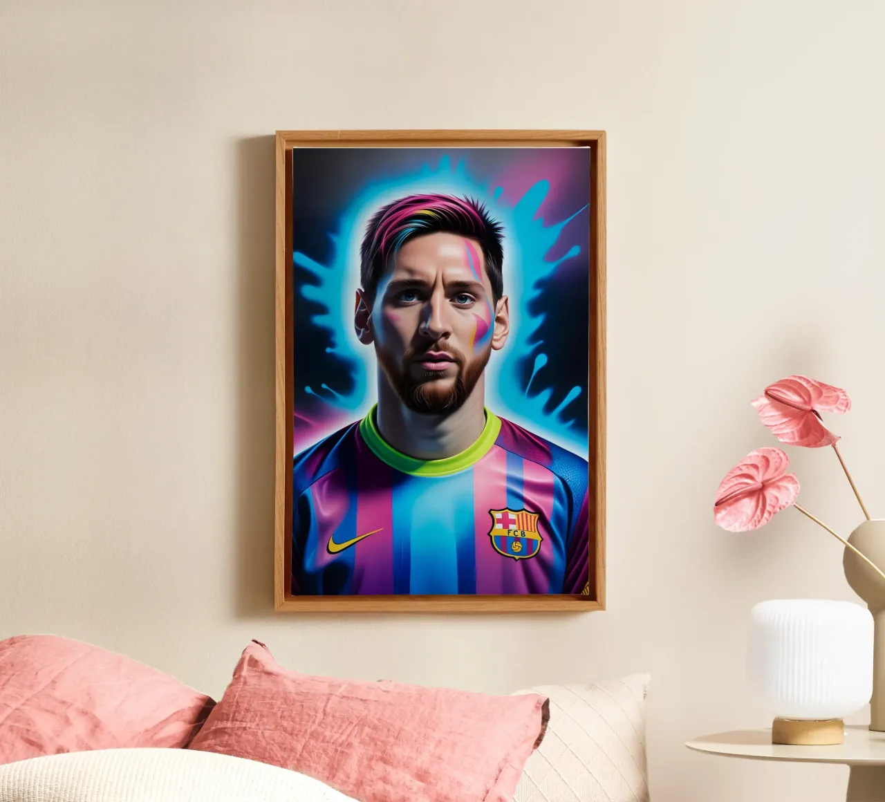 Messi potret neon canvas van BONANZA