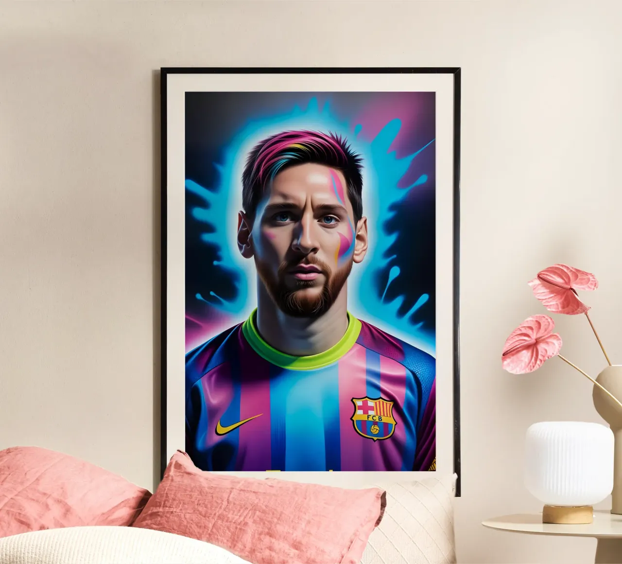 Messi potrait neon carta hahnemühle da BONANZA