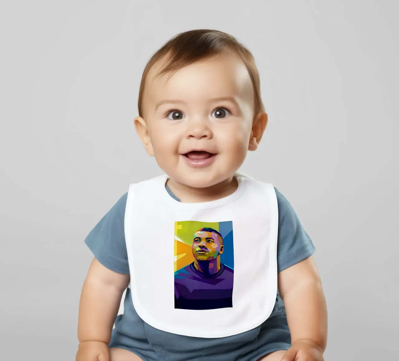 Kylian Mbappe wpap potrait neon Babylätzchen von BONANZA