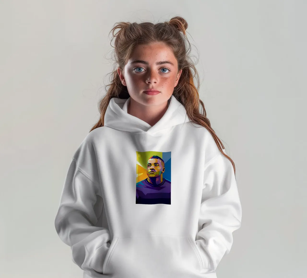 Kylian Mbappe wpap potrait neon sudadera con capucha para niño de BONANZA