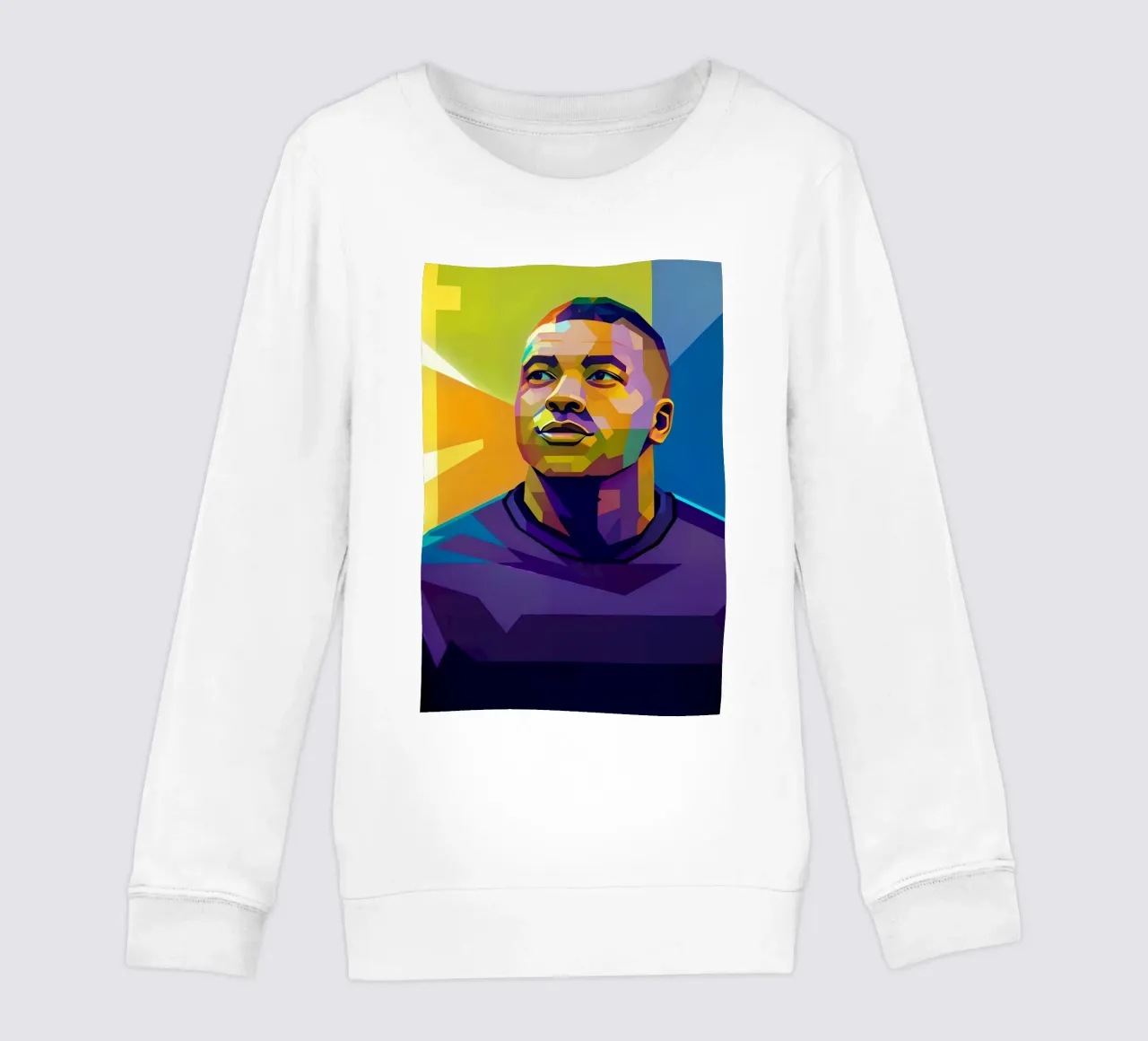 Kylian Mbappe wpap potrait neon kids sweatshirt by BONANZA