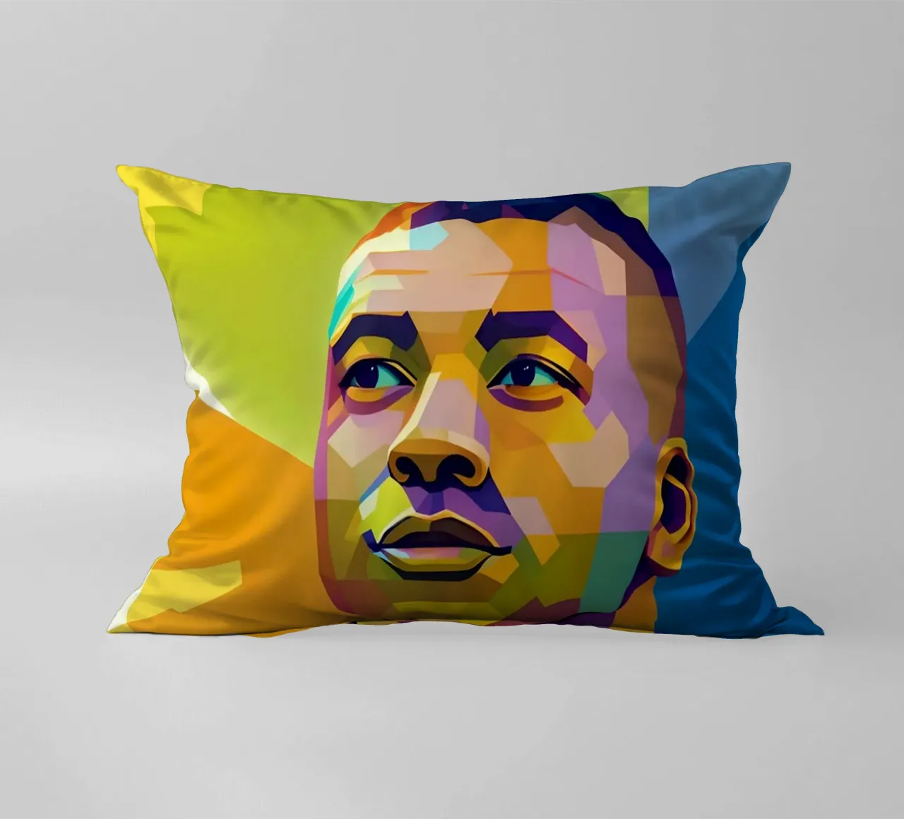 Kylian Mbappe wpap potrait neon decorative cushion by BONANZA