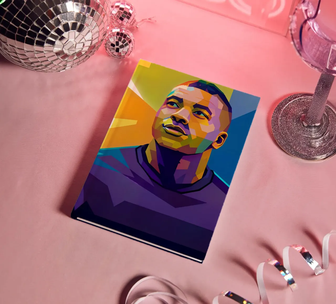 Kylian Mbappe wpap potrait neon notebook by BONANZA