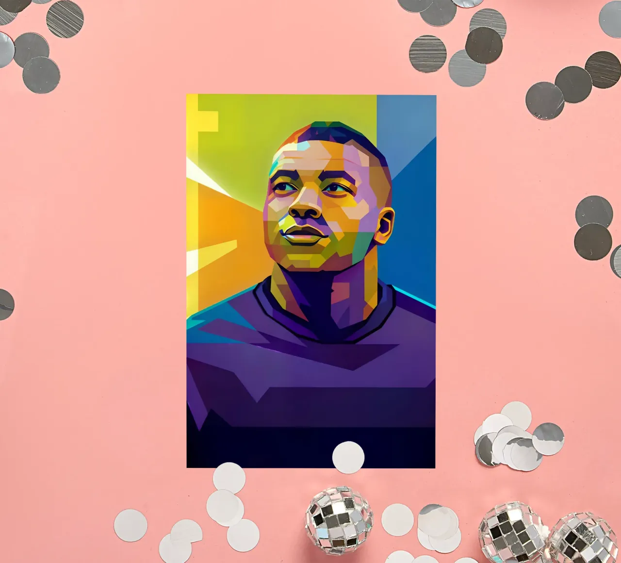Kylian Mbappe wpap potrait neon sticker by BONANZA