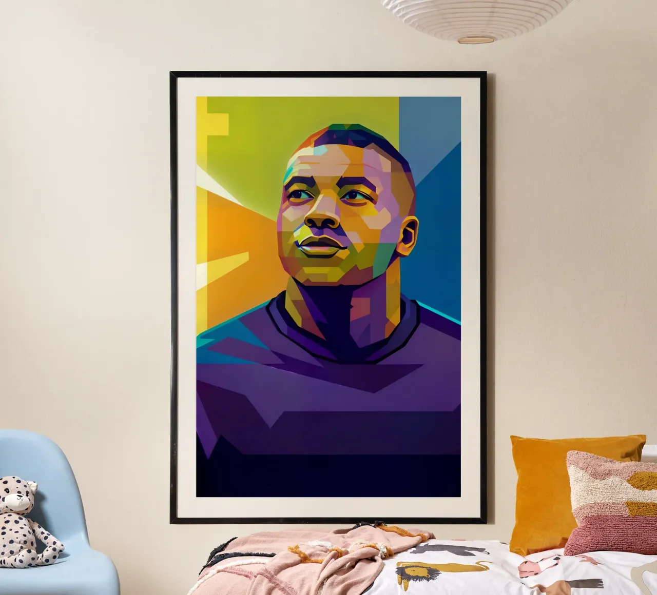 Kylian Mbappe wpap ritratto al neon poster da BONANZA