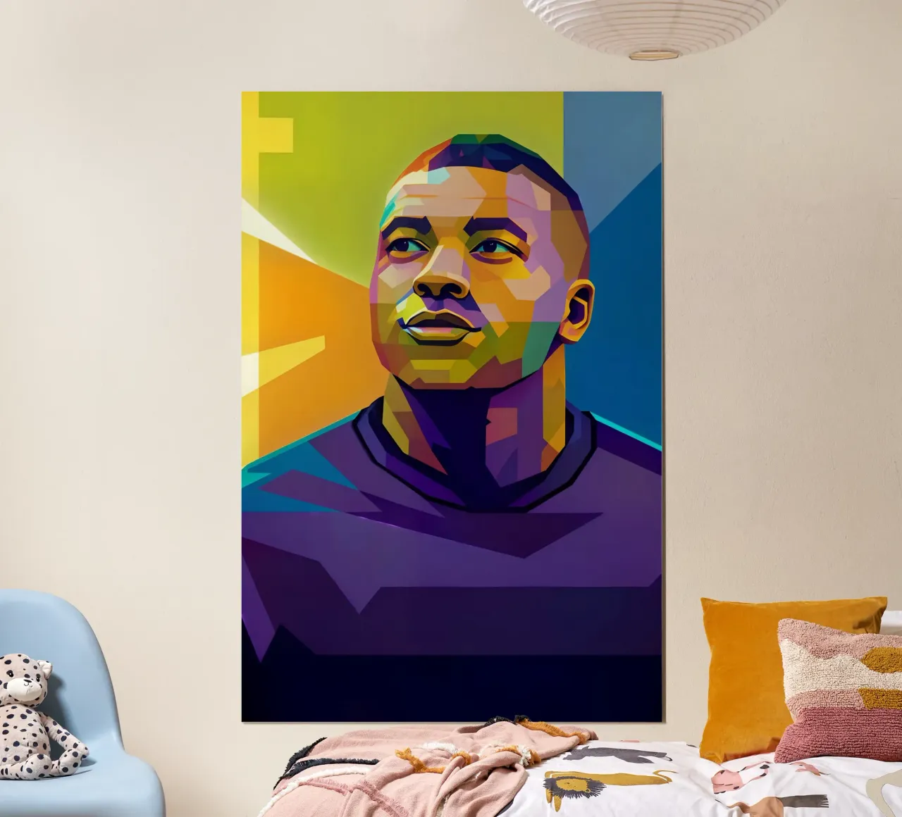Kylian Mbappe wpap ritratto al neon poster da BONANZA