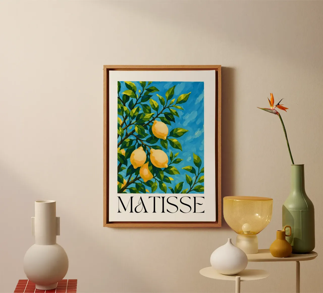 Zitronen am Baum Leinwand mit Schattenfugenrahmen von typealive
