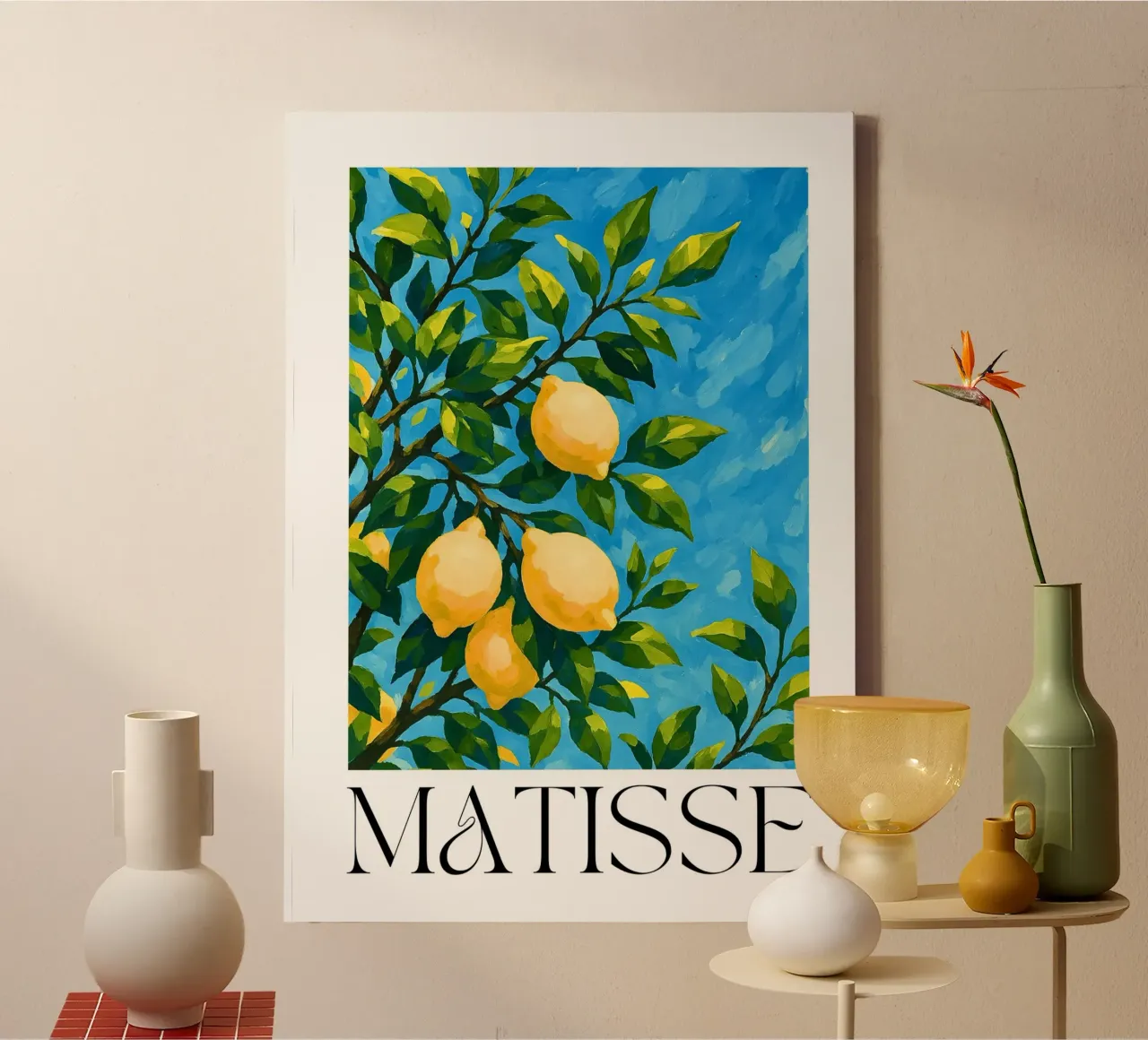 Zitronen am Baum Leinwand mit Schattenfugenrahmen von typealive