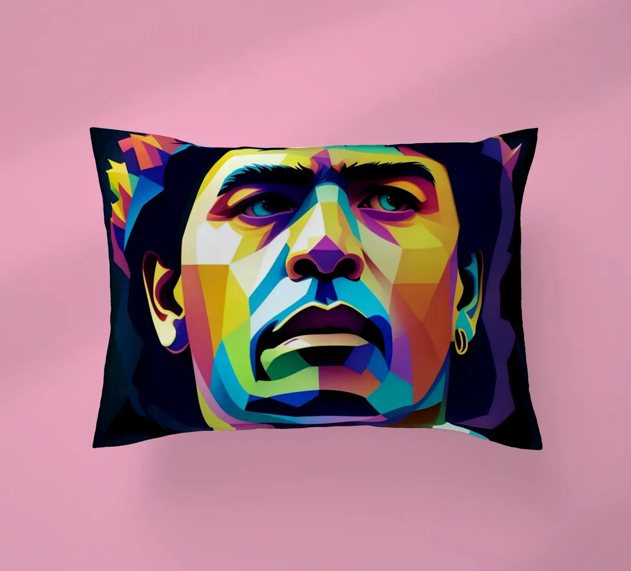 Diego Maradona ritratto wpap al neon cuscino da BONANZA