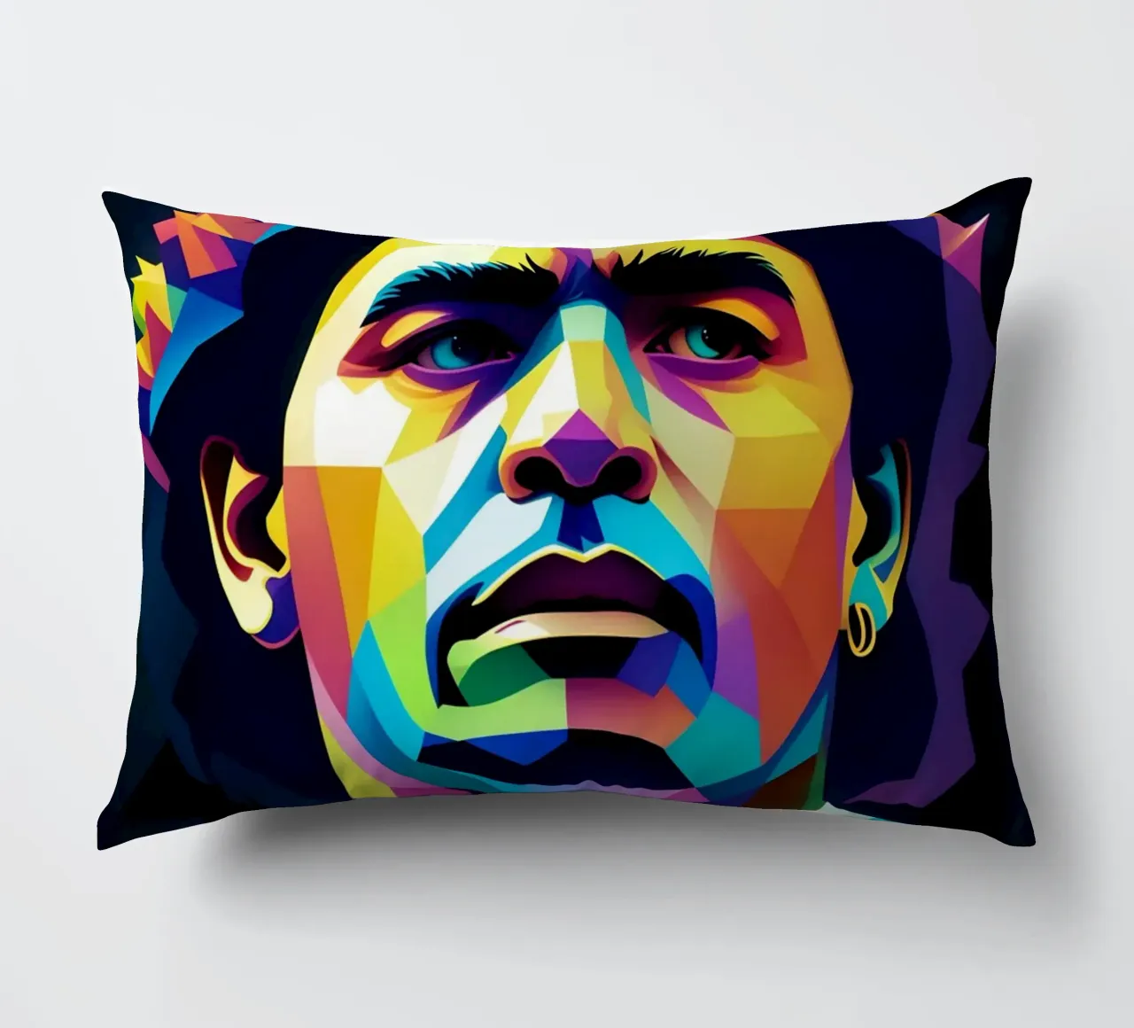 Diego Maradona ritratto wpap al neon cuscino da BONANZA