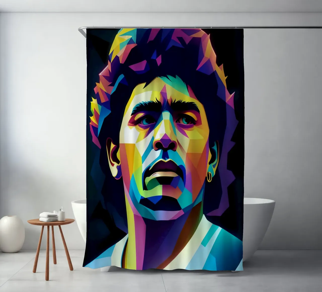 Diego Maradona wpap potrait neon Duschvorhang von BONANZA