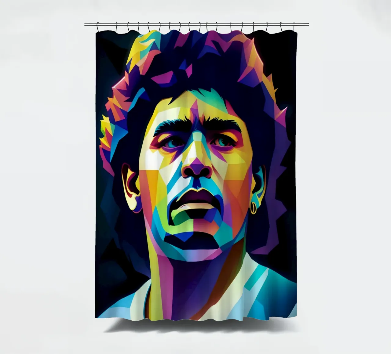 Diego Maradona wpap potrait neon Duschvorhang von BONANZA