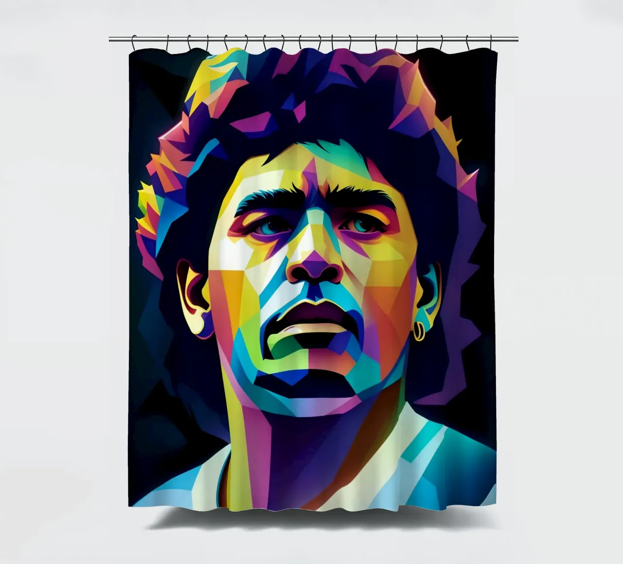 Diego Maradona wpap potrait neon Duschvorhang von BONANZA