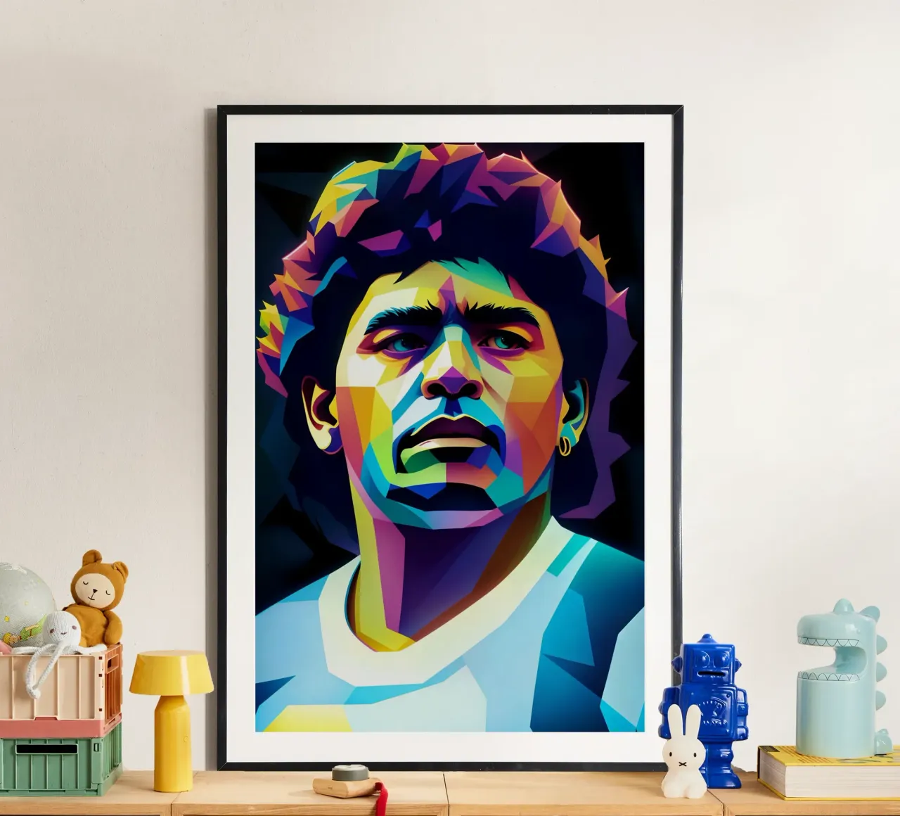 Diego Maradona wpap potrait neon Hahnemühle von BONANZA