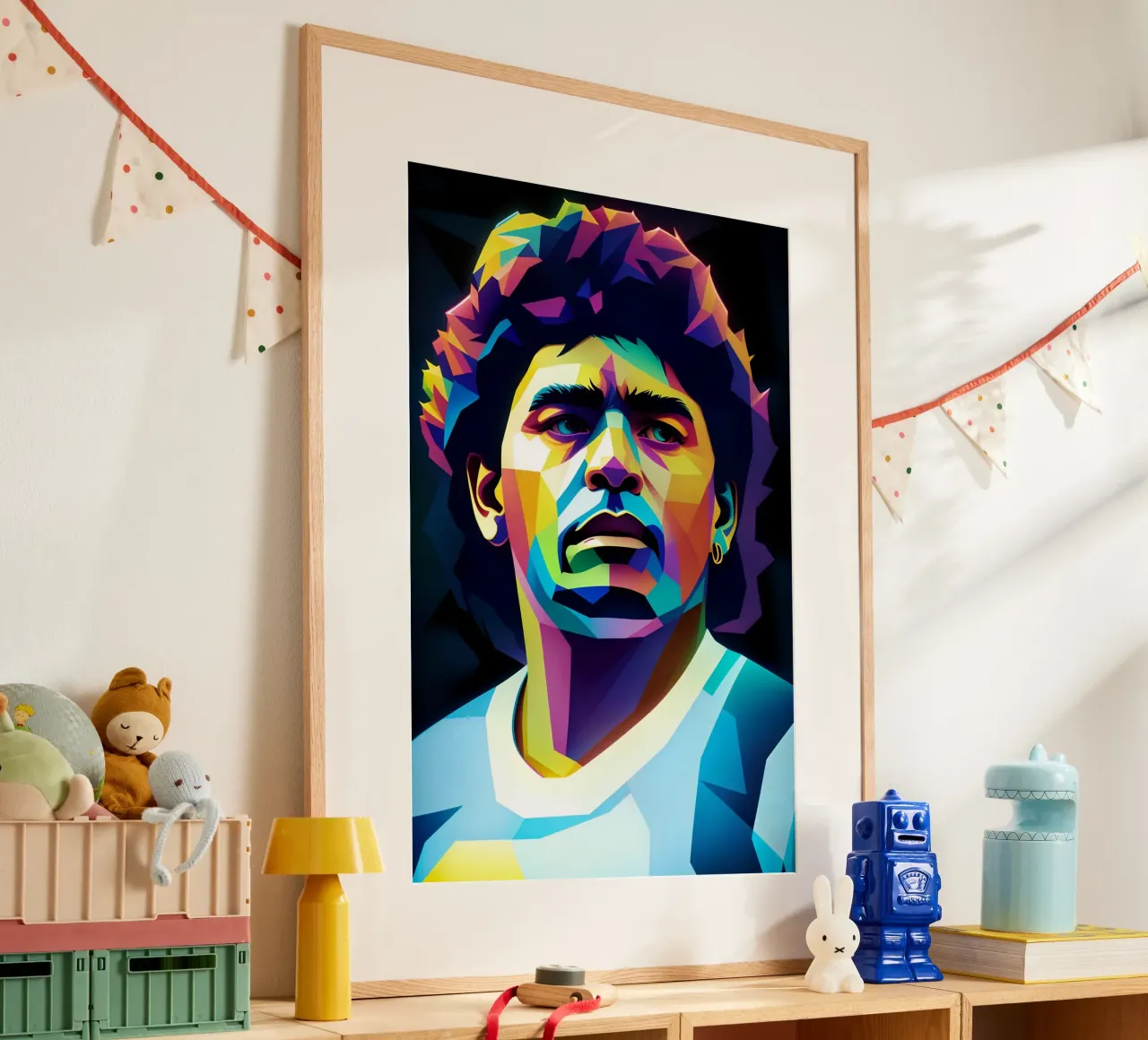 Diego Maradona wpap potrait neon Hahnemühle von BONANZA