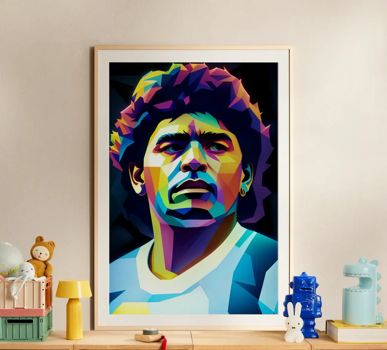 Diego Maradona wpap potrait neon Hahnemühle von BONANZA