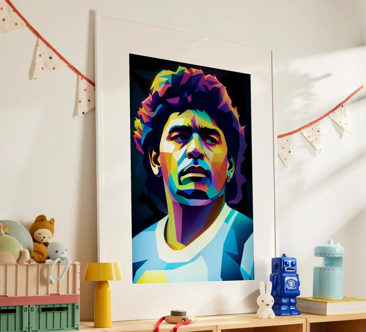 Diego Maradona wpap potrait neon Hahnemühle von BONANZA