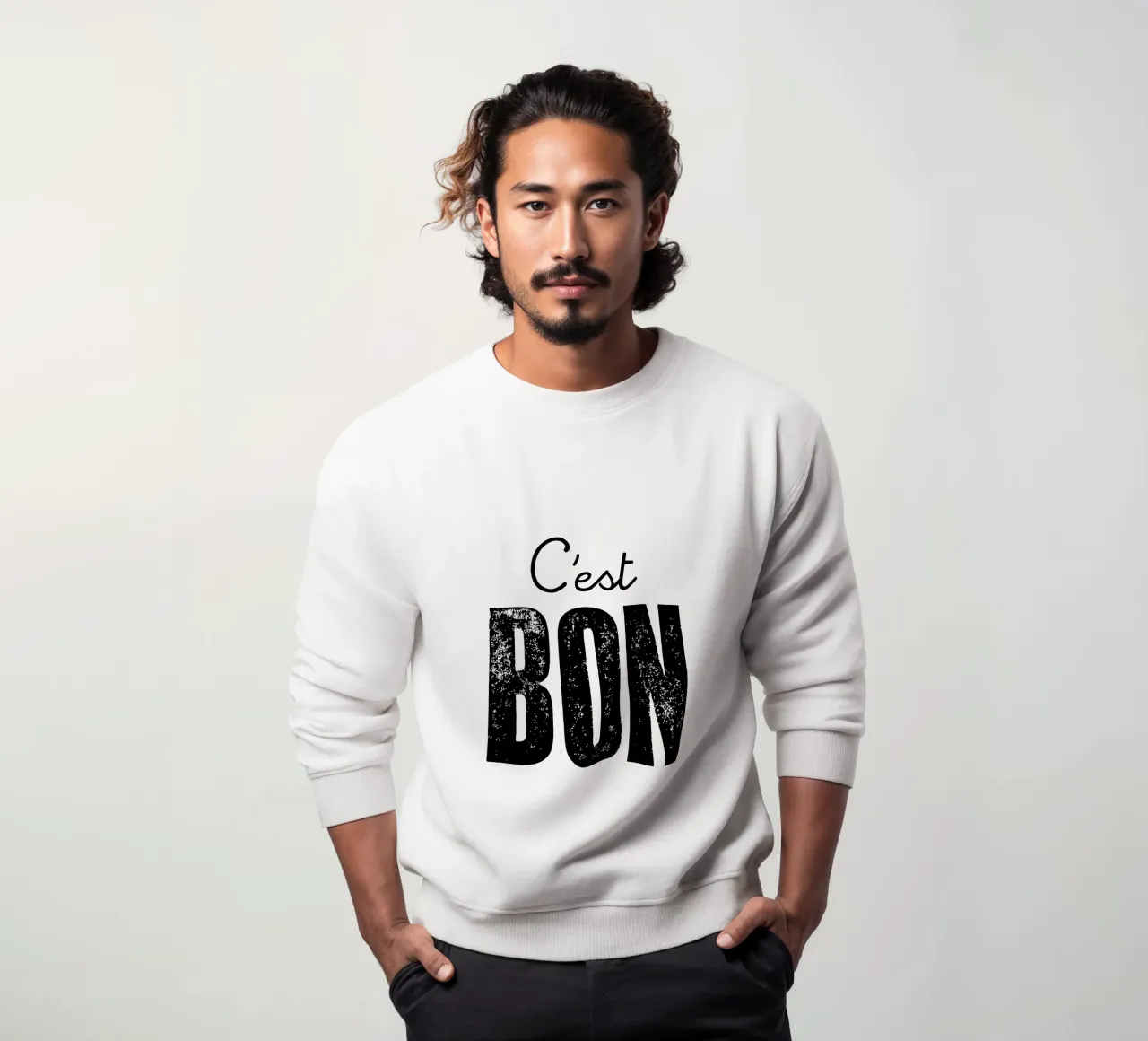 C'est Bon Design tipografico francese in bianco e nero felpa da THE MOTIVATED TYPE