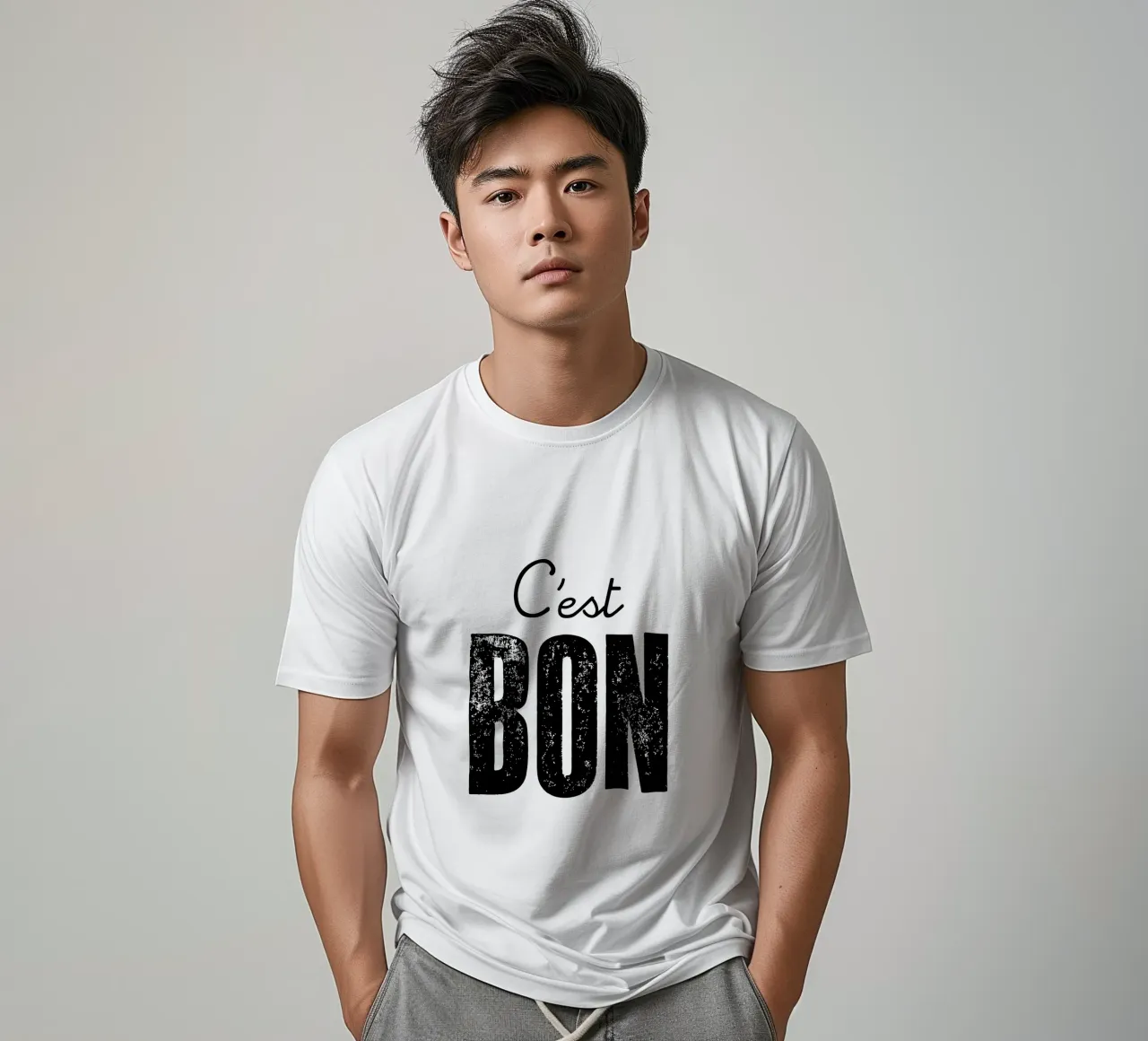 C'est Bon Design tipografico francese in bianco e nero t-shirt da THE MOTIVATED TYPE