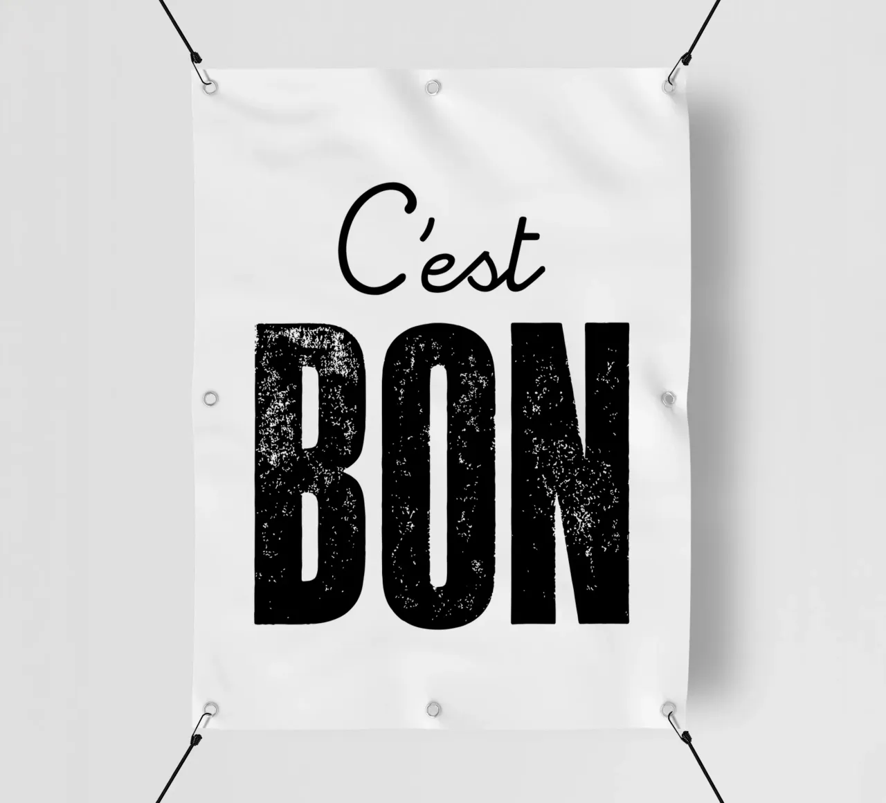 C'est Bon Design tipografico francese in bianco e nero telo in pvc da THE MOTIVATED TYPE