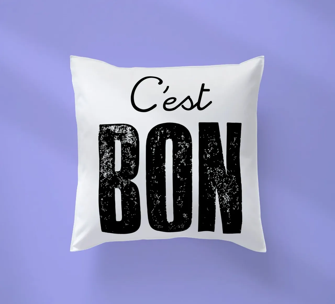 C'est Bon Design tipografico francese in bianco e nero cuscino da THE MOTIVATED TYPE
