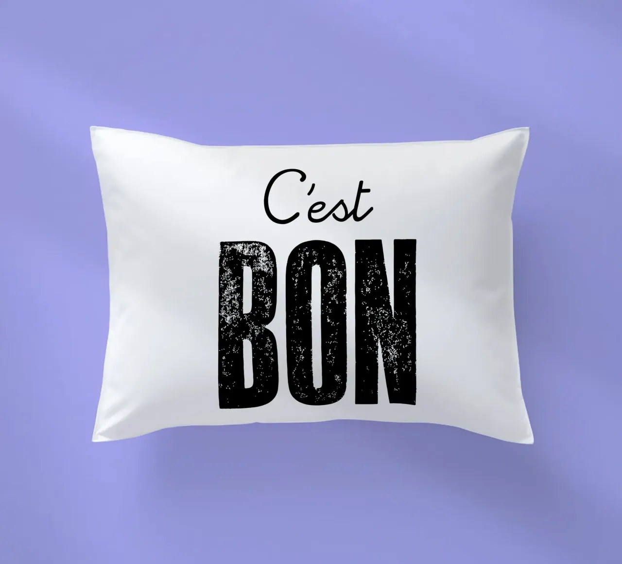 C'est Bon Design tipografico francese in bianco e nero cuscino da THE MOTIVATED TYPE