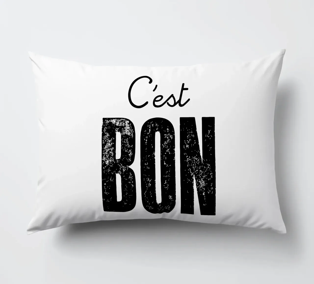 C'est Bon Design tipografico francese in bianco e nero cuscino da THE MOTIVATED TYPE