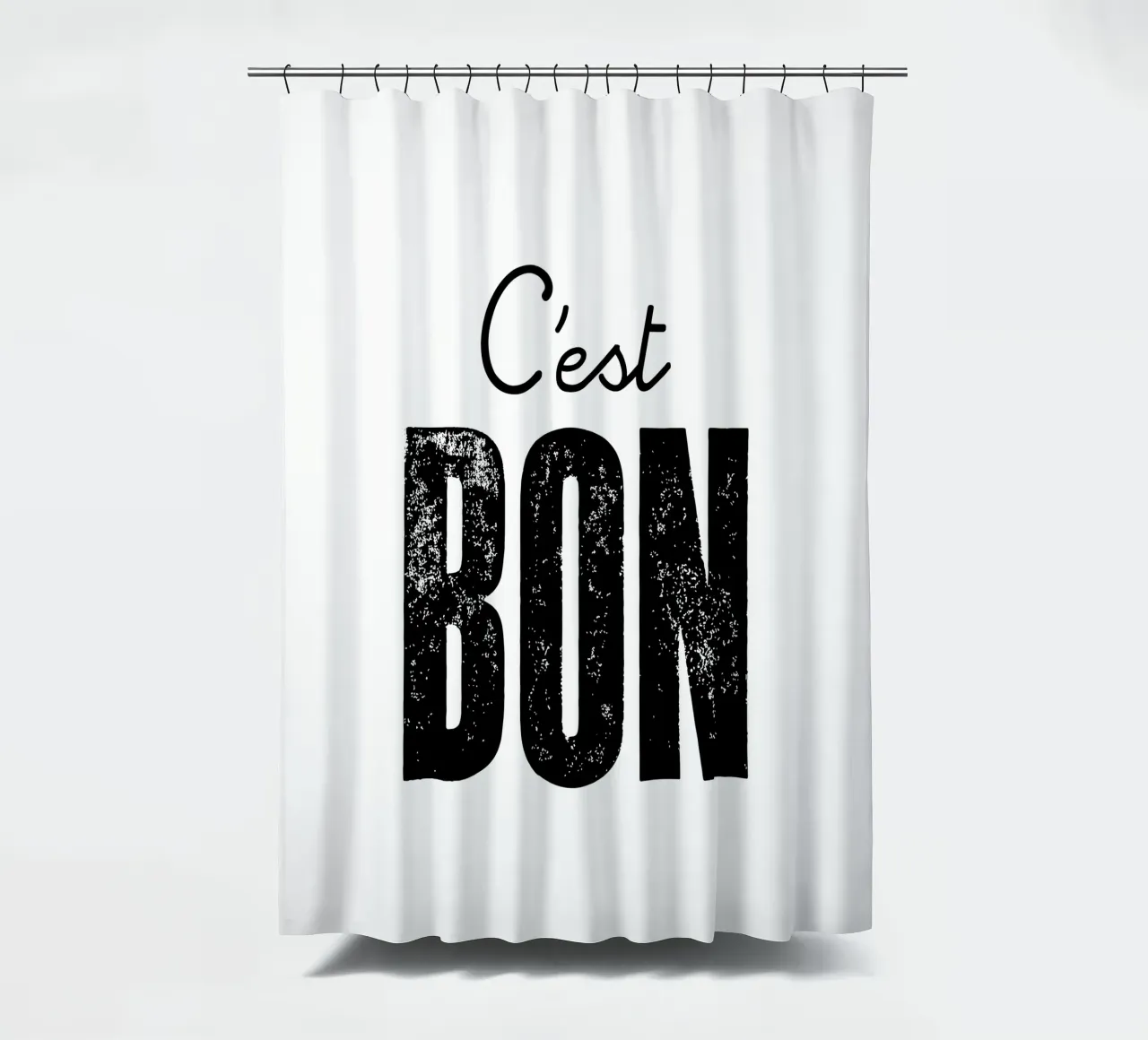 C'est Bon Design tipografico francese in bianco e nero tenda da doccia da THE MOTIVATED TYPE