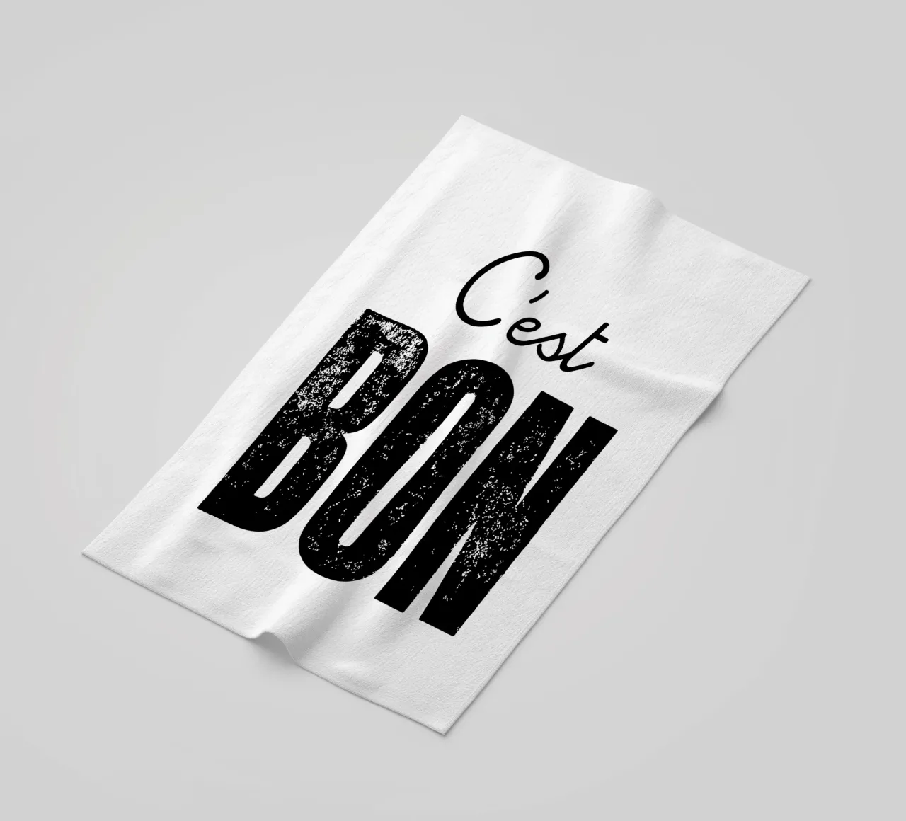 C'est Bon Design tipografico francese in bianco e nero telo mare da THE MOTIVATED TYPE