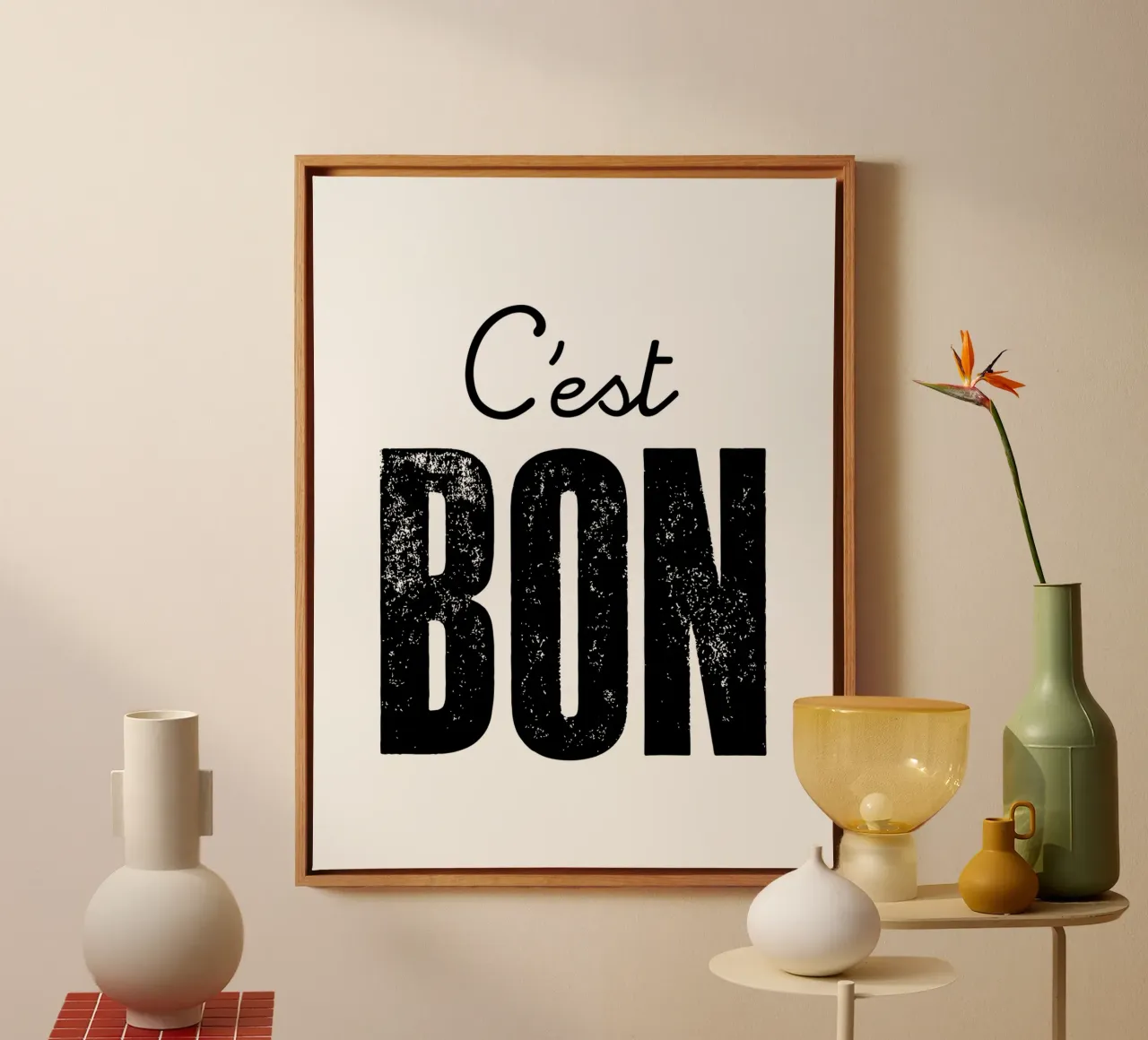 C'est Bon Design tipografico francese in bianco e nero tela da THE MOTIVATED TYPE