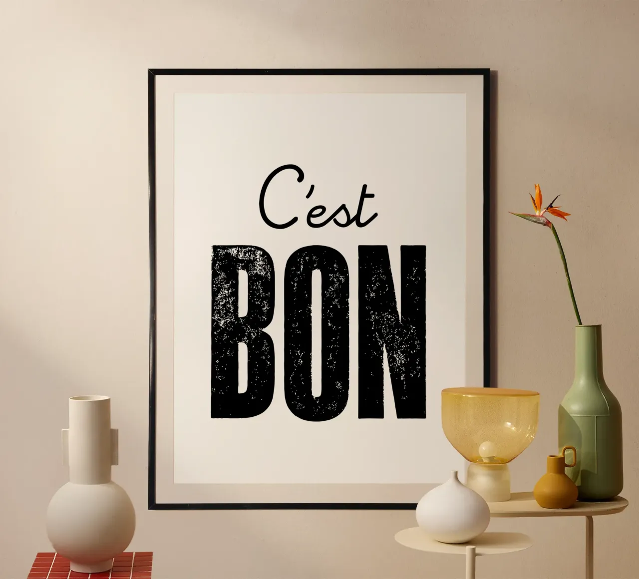 C'est Bon Design tipografico francese in bianco e nero poster da THE MOTIVATED TYPE