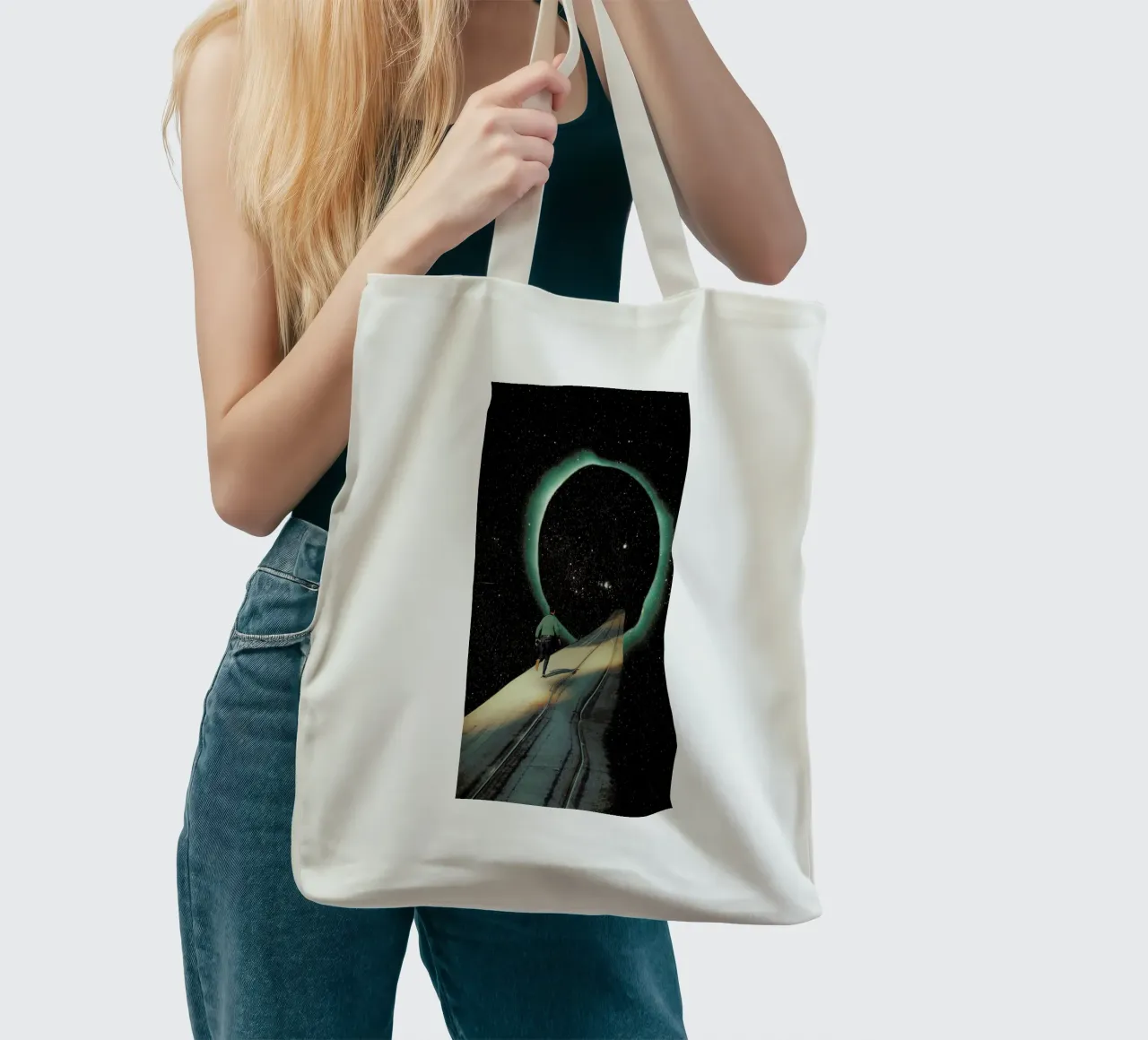 Escaping into the Void borsa in juta da Frank Moth