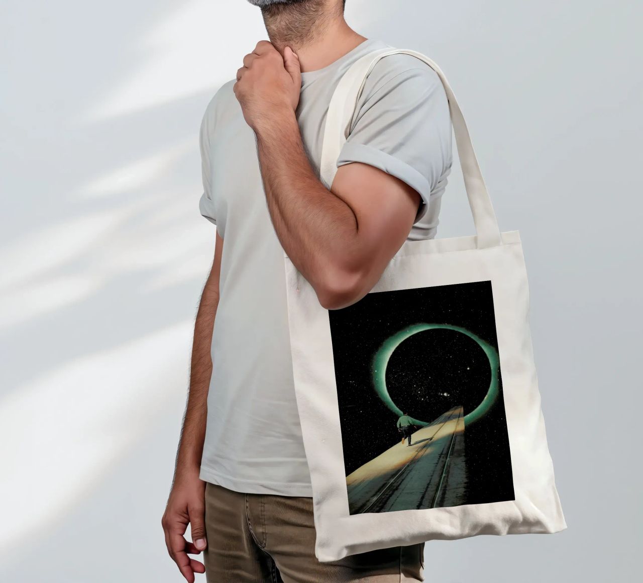Escaping into the Void borsa in juta da Frank Moth
