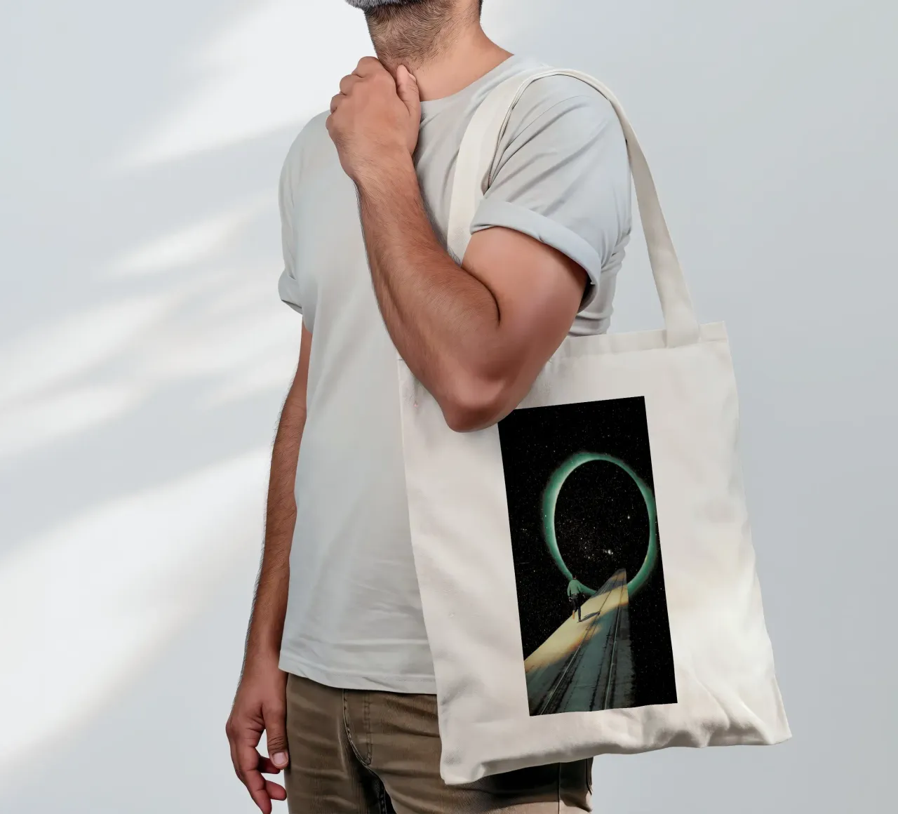 Escaping into the Void borsa in juta da Frank Moth