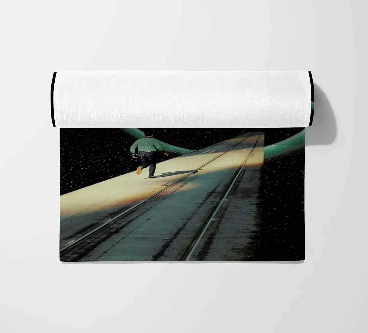 Escaping into the Void beach towel by Frank Moth