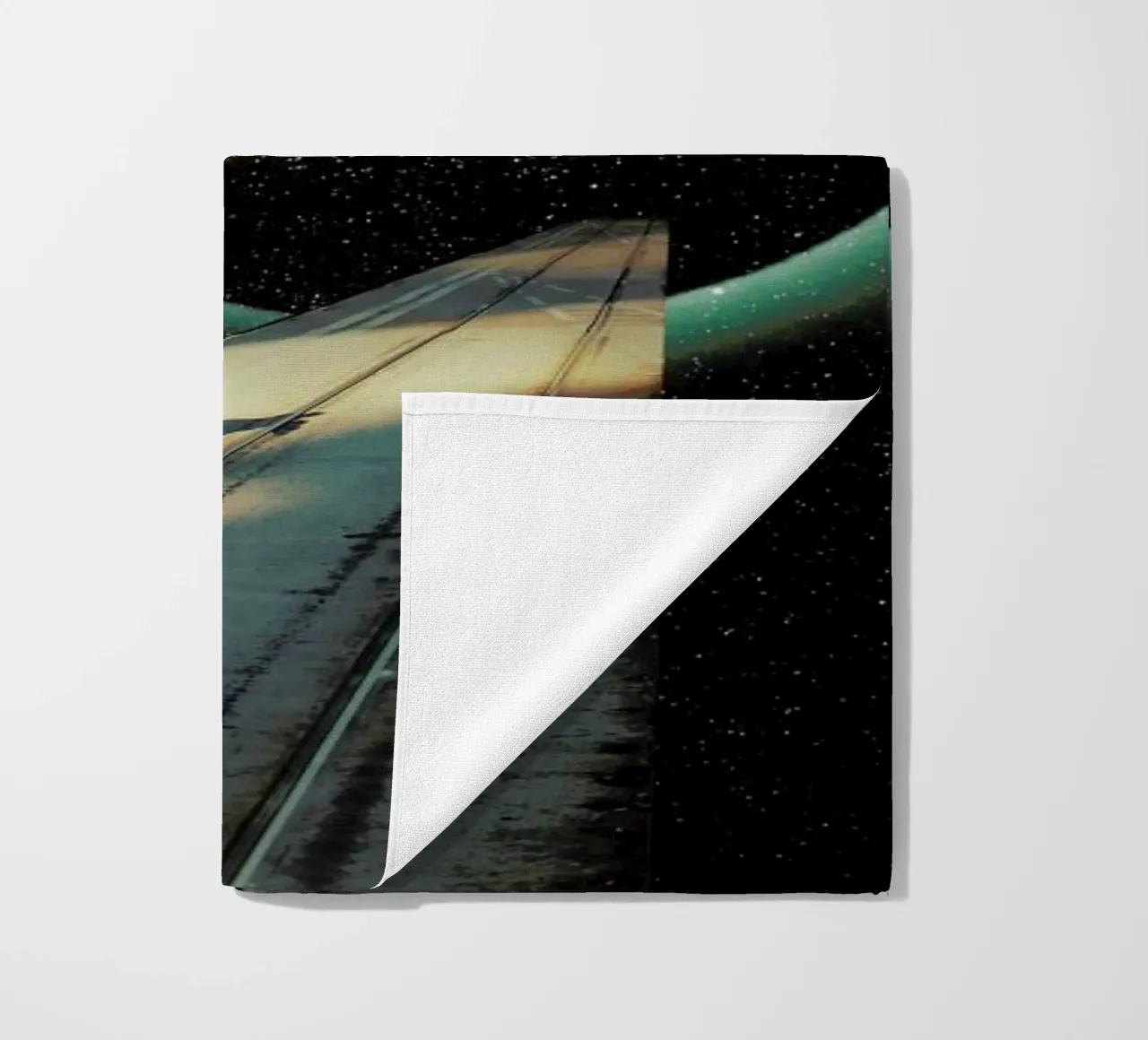 Escaping into the Void beach towel by Frank Moth