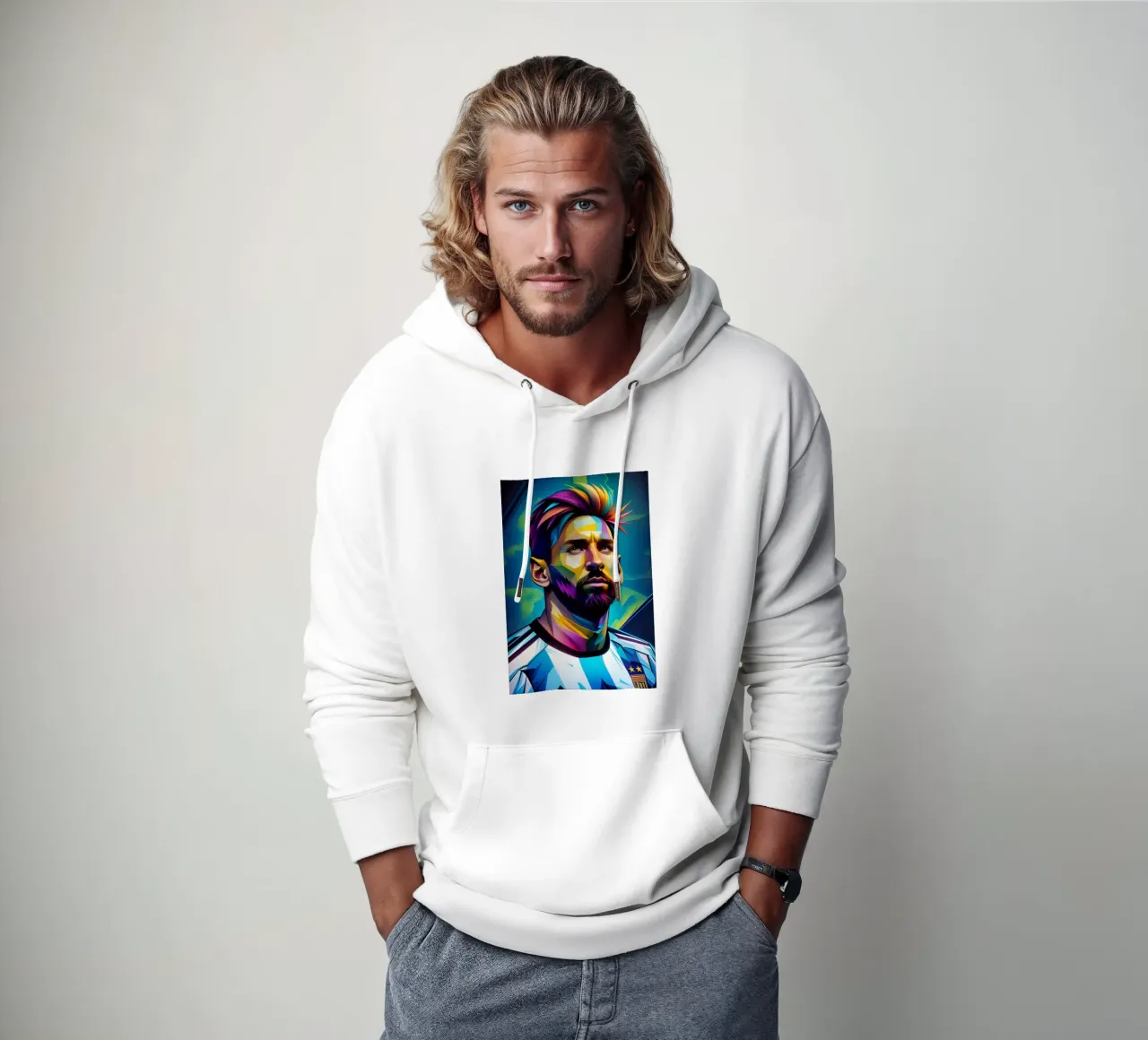 Messi potrait wpap neon felpa con cappuccio da BONANZA