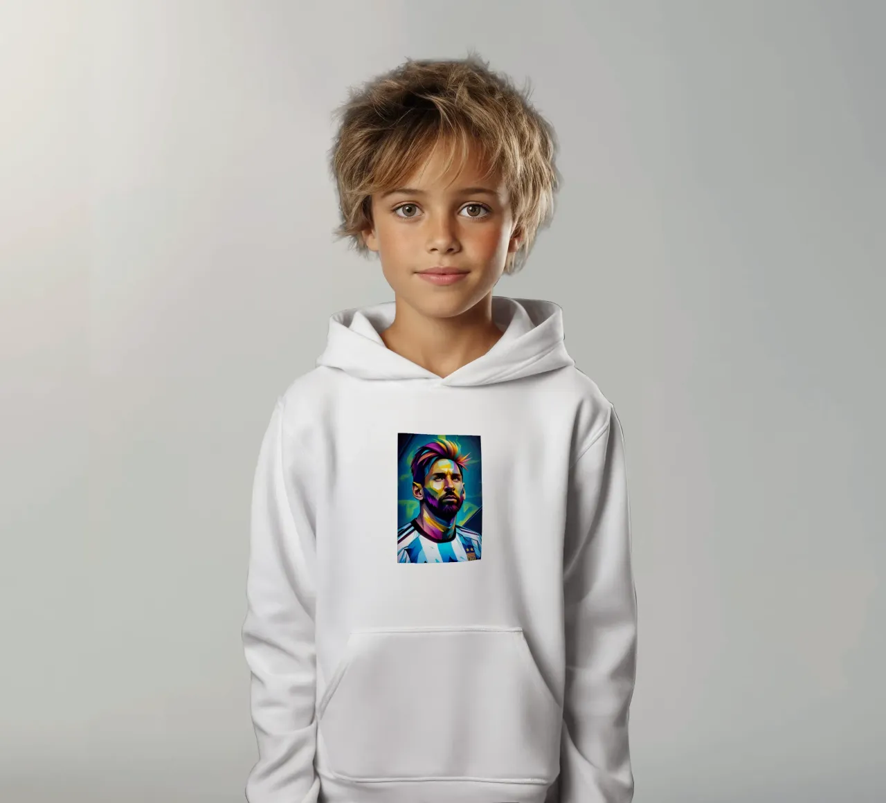Messi potrait wpap neon felpa bambino con cappuccio da BONANZA