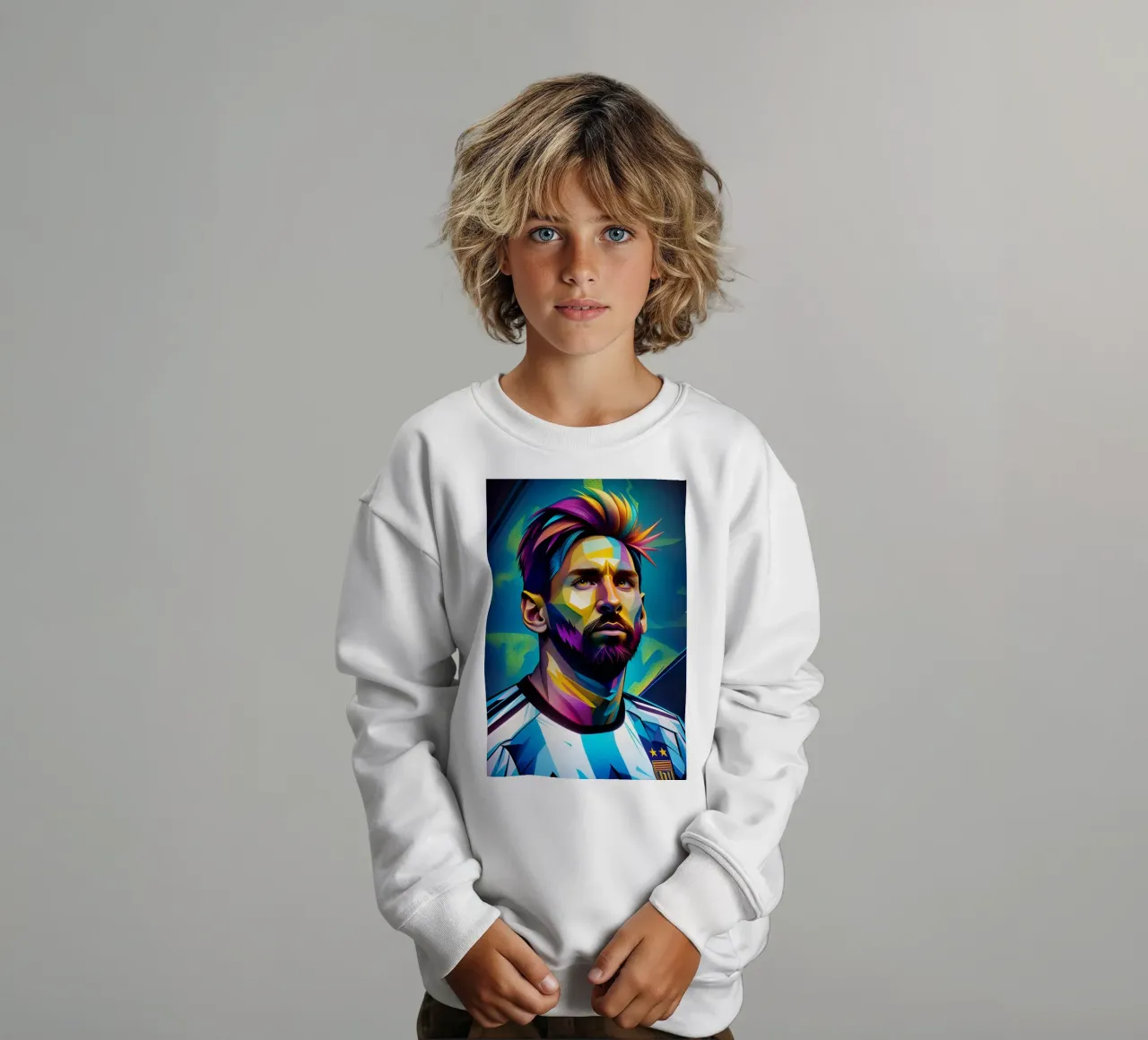 Messi potrait wpap neon felpa bambino da BONANZA