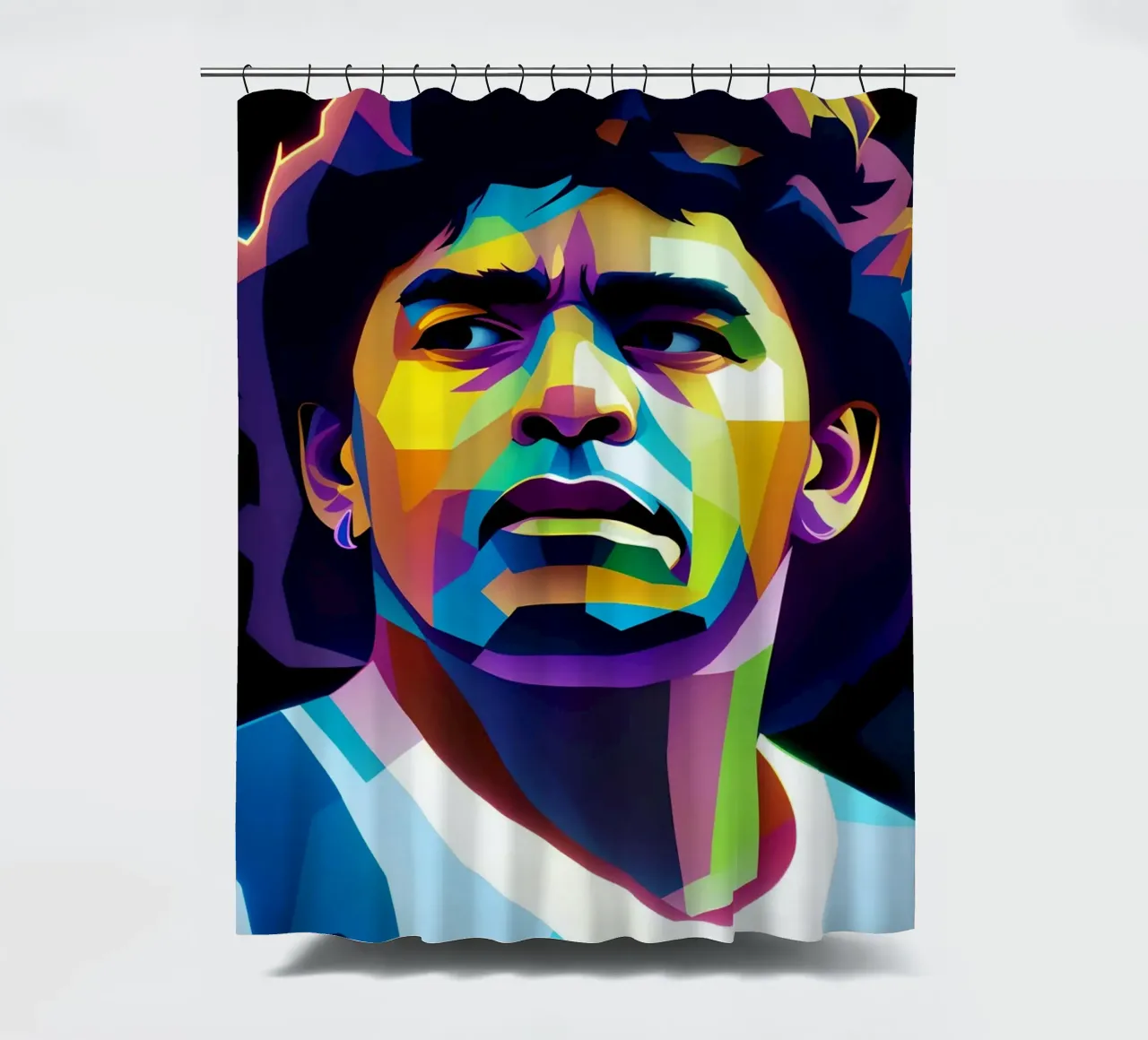 Diego Maradona wpap neon shower curtain by BONANZA